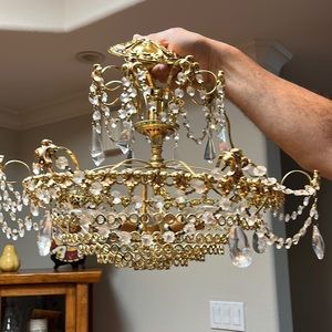 Polished Brass Crystal Chandelier